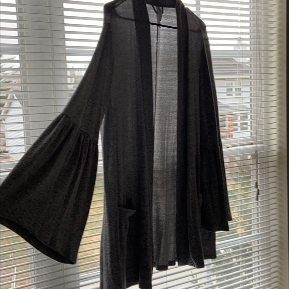 Loungewear cardigan with bell sleeves